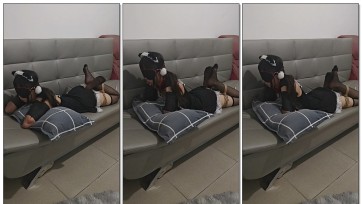 【谁谁原创】少萝小m女仆装吊带黑丝k9捆绑