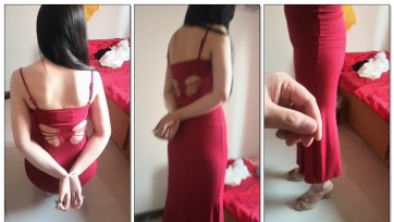 【皖北绳艺】小倩后手捆绑，扎带，后手五花束缚紧，大红裙