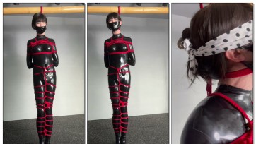【夜之城工作室】胶衣女郎跳弹放置，堵嘴蒙眼严厉鼻责