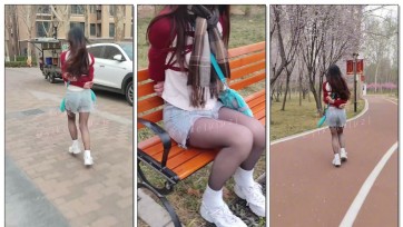 【一颗露露子】户外捆绑篇2 全程不披衣服 红绳日式白天小区大街公园穿梭 热裤黑丝白袜吸引路人，健身公园长椅露脚tk 回到家驷马郊狼严厉惩罚