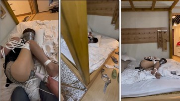 【孤影独醉】把玩被捆成粽子的肉丝美女