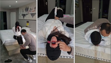 【9588】玩弄人妻，杀猪般的嚎叫！哭的稀里哗啦的，整个楼层都能听见了，疯狂的挣扎！反复干呕！流口水，一想说话就干呕，我依然不给她解开，她就疯狂挣扎，但是依然说不了话