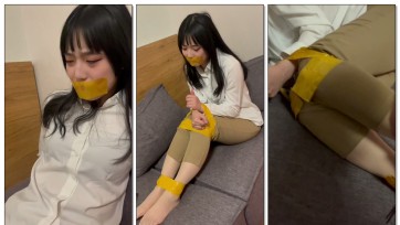 【Chrisgag】裤里丝妹妹被入室绑架，经典黄胶带捆绑封嘴