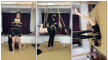 【麦子呀】身着黑色包臀裙和肉色丝袜