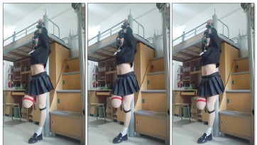 【lyn】水手服伪娘单脚罚站强高