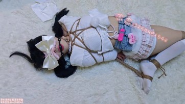 【司念念】过膝袜驷马挣扎 蒙眼堵嘴+口球流口水+td放置