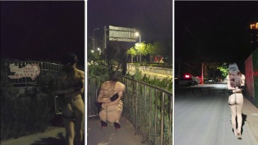 【一颗露露子】户外捆绑篇9 红黑高跟鞋全裸日式捆绑股绳肛钩露出，只穿一条透明丝袜在车流公路旁全裸散步，手掌胶带全包天桥郊狼电击坐电梯，全裸过马路人行道失禁小便，赤足探险小...