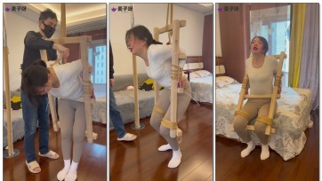 【麦子呀】最近爱上了木制作，麦子正在练瑜伽我突然想起来自己搞一个固定器，让她半蹲起不来