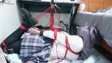 【槿榆喵】黑丝刻晴jk驷马直臂自缚