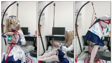 【槿榆喵】白丝芭芭拉单手套自缚开腿器强制开腿罚站gc