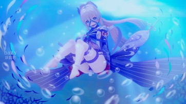 【3D动画】珊瑚宫心海的水中表演 原版衣装+马具口环版视频 含脱鞋/裸足差分 （有声、五种动作、后高手、双棒、极限驷马、水中静态场景）