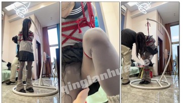 【kilo】灰丝黑长直可爱学生装，强制罚站紧缚，同时被训练器和郊狼轮番轰炸