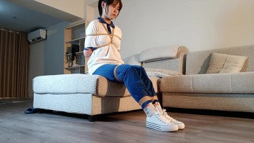 【吴越】佳乐同学的暑假兼职，痛苦的后观音、羞羞股绳、艰难捆绑行走和口球体验