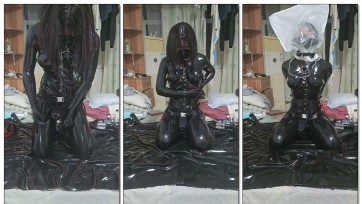 【散樱樱樱】可爱散樱再次穿着全包乳胶衣和芭蕾高跟，束腰勒到最紧，自己用单手套拘束榨精到力竭