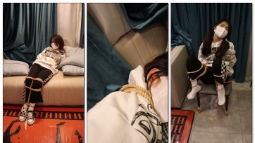 【沐鱼果】这次被两种绑法绑住了，第一种还好可以尽力的挣扎开，并且尽力跳起来， 第二种被张开腿分别绑住是真的挣不开而且还好疼。（可能做宅女就是这种下场吧qwq）