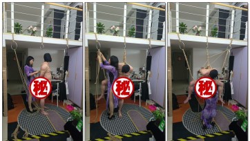 【妮佳小妈】绳艺捆绑 吊绑贱狗。捆起来空中荡秋千。下线可以玩木乃伊
